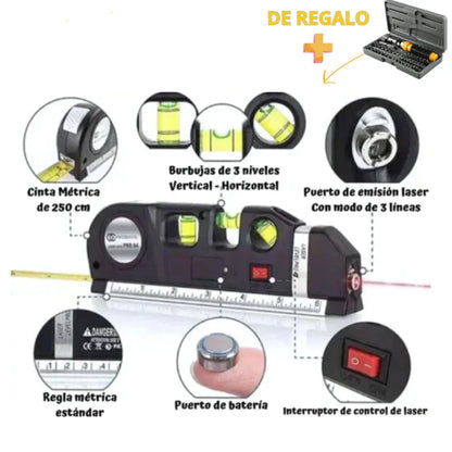 LaserLevel Tape Measure Level + Free Screwdriver and Pipe Wrench Kit
